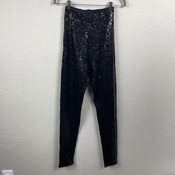 New Commando Black Sequin High Rise Legging Skinny Party Sparkle Sz M - Picture 3 of 9